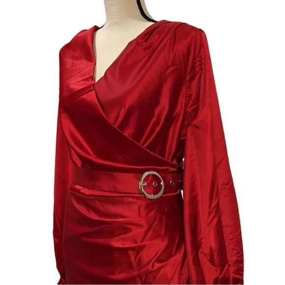 FTF Belted Satin Mini Dress With Tassels - Picture 6 of 14